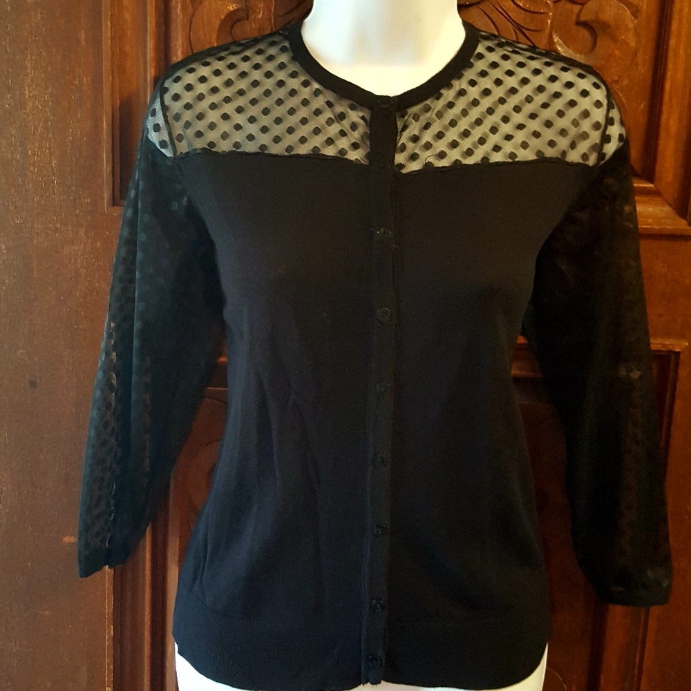 August Silk Black Polka Dot Cardigan